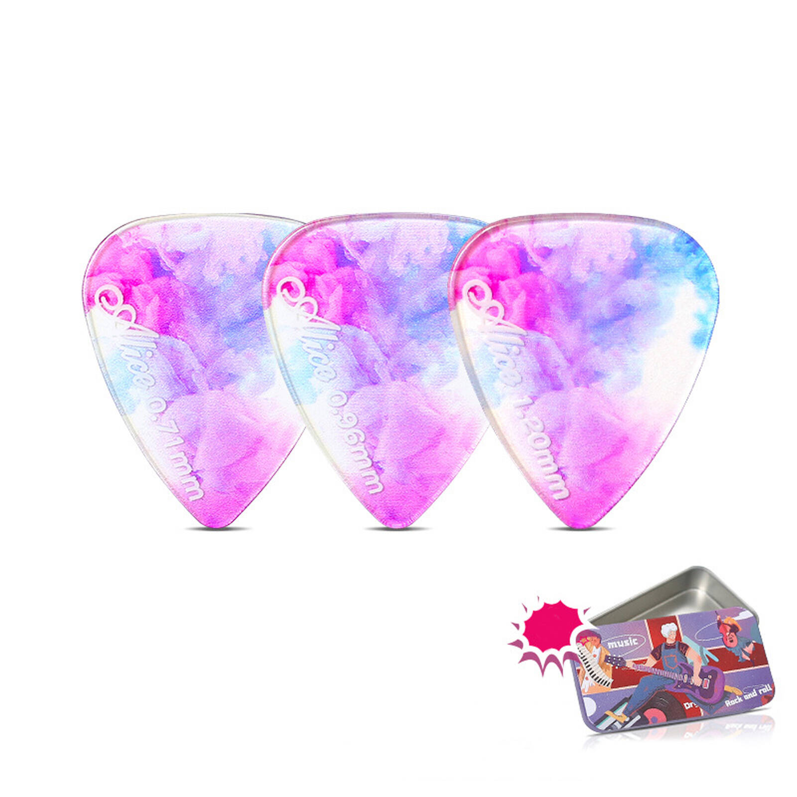 CCOCC 3Pcs Guitar Picks,Colorful Celluloid Guitar Accessories,Slip-Resistant Texture Guitar Capo,Style4